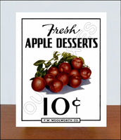 FW Woolworth Diner Store Counter Standup Sign - Apple Desserts - 2383
