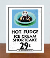 FW Woolworth Diner Store Counter Standup Sign - Hot Fudge - 2390