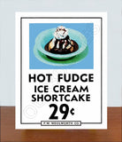 FW Woolworth Diner Store Counter Standup Sign - Hot Fudge - 2390