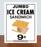 FW Woolworth Diner Store Counter Standup Sign - Ice Cream Sandwich - 2391