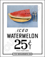FW Woolworth Diner Store Counter Standup Sign - Iced Watermelon - 2392