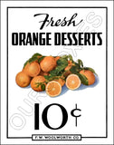 FW Woolworth Diner Store Counter Standup Sign - Orange Desserts - 2395